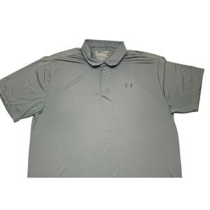 Under Armour Performance Polo Mens XL Gray HeatGear Golf Shirt Loose Fit 1351129